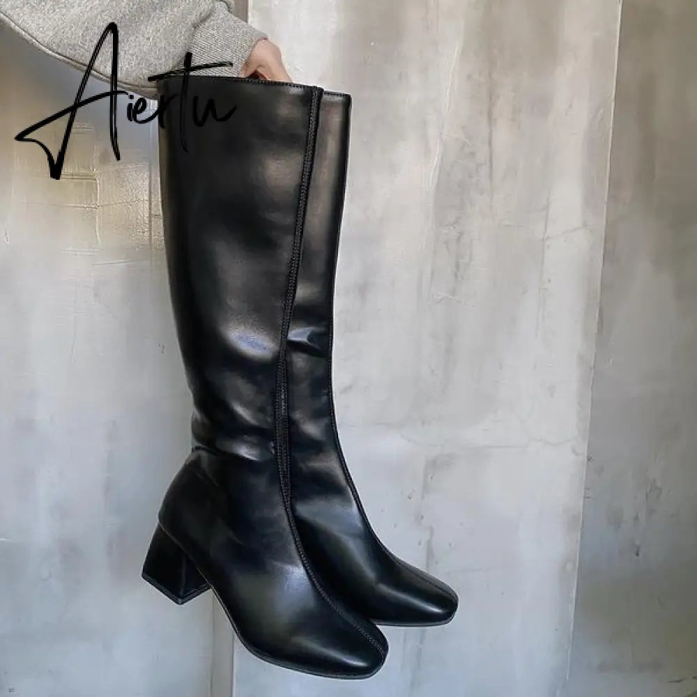 Aiertu Boots Flat Platform Boots-women Women's Rubber Shoes Rain Sexy Thigh High Heels High Sexy Luxury Designer Round Toe Booties Aiertu