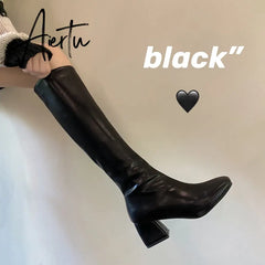 Aiertu Boots Flat Platform Boots-women Women's Rubber Shoes Rain Sexy Thigh High Heels High Sexy Luxury Designer Round Toe Booties Aiertu