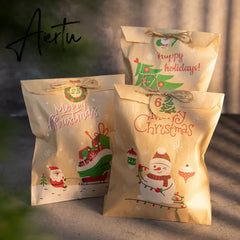 24Sets Christmas Kraft Paper Bags Santa Claus Snowman Fox Holiday Xmas Party Favor Bag Candy Cookie Pouch Gift Wrapping Supplies Aiertu