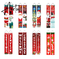 2Pcs/set Chritmas Door Banner Ornaments Merry X-Mas Snowman Santa Claus Letter Christmas Tree Pendant Drop Ornaments Party Decor Aiertu