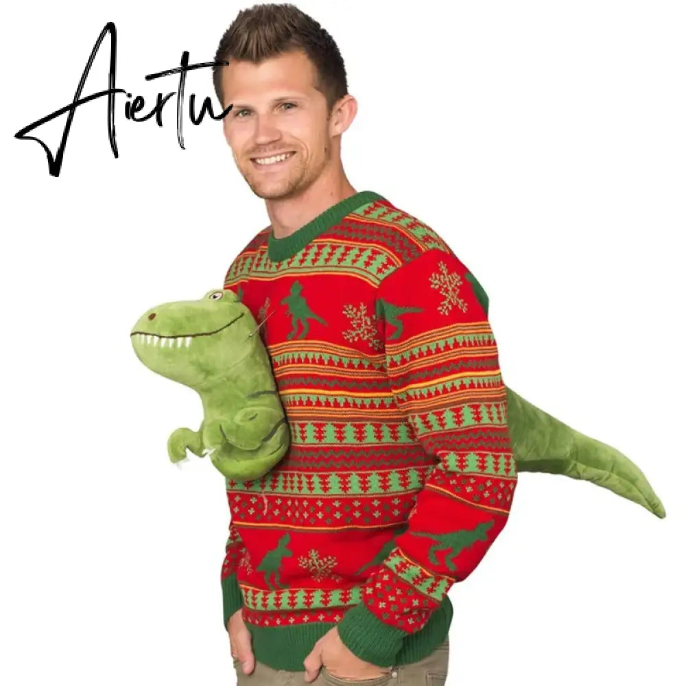 3D New in Ugly Christmas Sweater for Men and Women Fashion High Street Vintage Long Sleeve Couple Pullover Knitwear Funny Tops New Year Aiertu