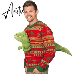 3D New in Ugly Christmas Sweater for Men and Women Fashion High Street Vintage Long Sleeve Couple Pullover Knitwear Funny Tops New Year Aiertu