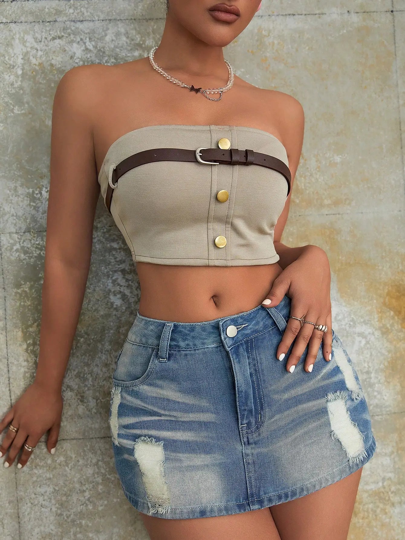 Women Fashion 90S Vintage Preppy Ripped Slant Pocket Denim Mini Skort Sexy Girl Rave Street Skinny Shorts Mujer