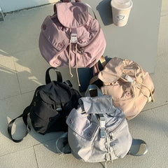 Muti Pocket School Flap Backpack Women Japanese Large Capacity College Students Laptop Bag Fashion Hot Ins Nylon Travel Backpack Aiertu