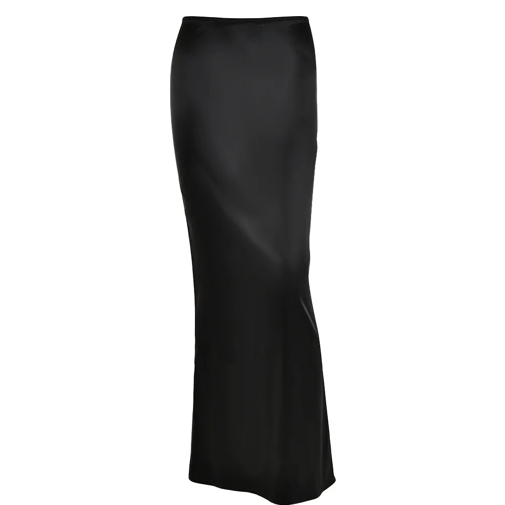 New Long Skirt Autumn Long Skirt Fashionable Sexy Versatile Hip-covering Long Satin Skirt Sexy Party Club Outfit