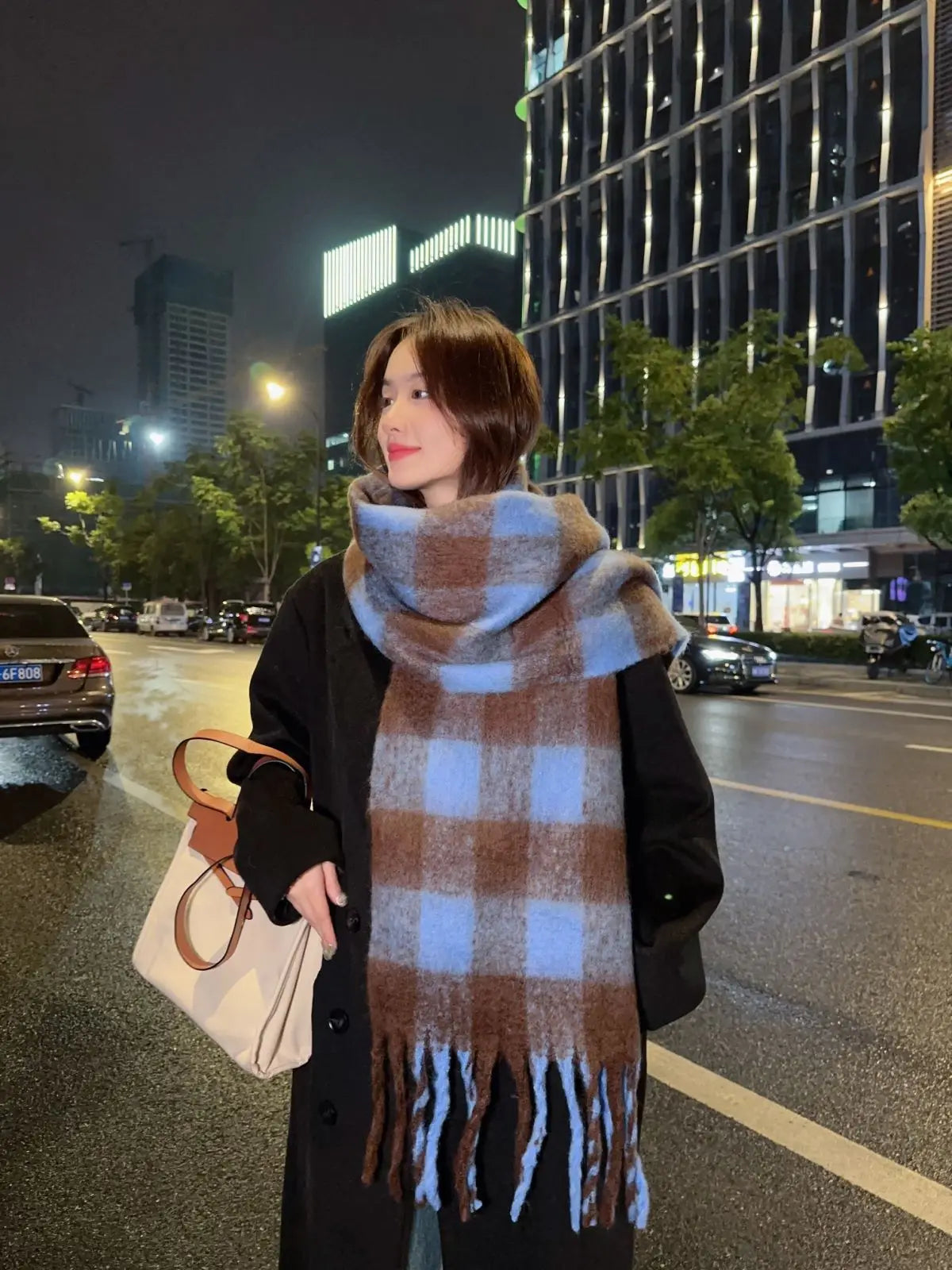New Thickened Warm Men and Women's Scarf Simple Wind Fashion Wild Plaid Imitation Cashmere Girl Student Windproof Scarves Aiertu