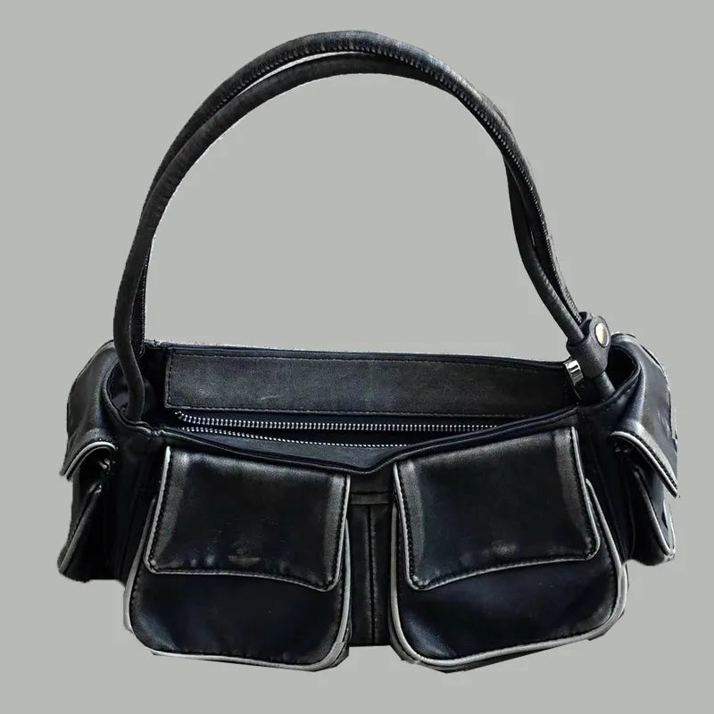 Moto & Biker Y2k Bags For Women Luxury Designer Handbags Purses  New In Vintage PU Leather Multiple Pockets Square Shoulder Aiertu