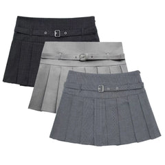 Female Fashion Textured Wild Folds Skirt Sweetwear Skirt Women High Waist Trend With Belt Tight Mini Skirt Y2k Aiertu