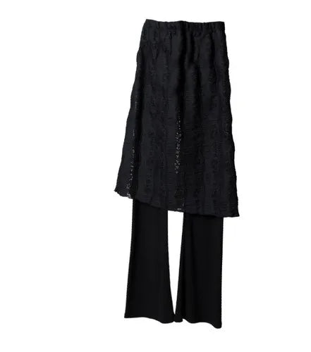 Y2k Clothes Simple Fold Patchwork Lace Slim Dress Fake Two Pieces Leggings Pants Korean Fashion Pantalones De Mujer Aiertu
