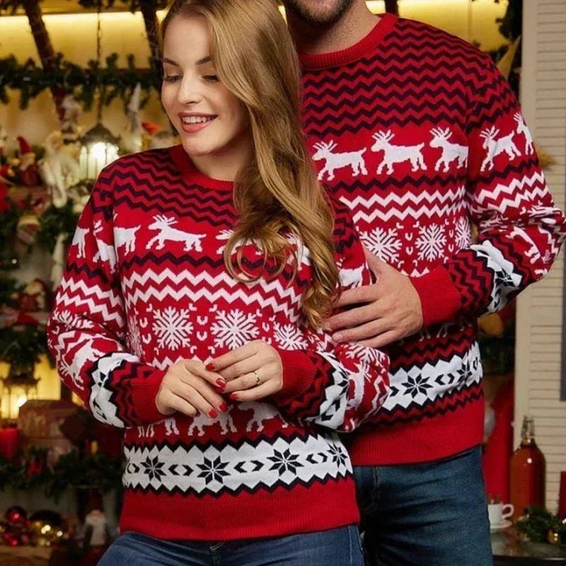 New Winter Mom Dad Kids Matching Knitting Sweaters Christmas Family Couples Jumpers Warm Thicken Casual Knitwear Xmas Look New Year Aiertu