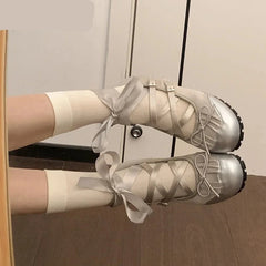 Aiertu Spring Cross Strap Women Ballet Flats Fashion Elegant Round Toe Shoes Ladies Comfort Street Style Soft Sole Ballerinas Shoes Aiertu