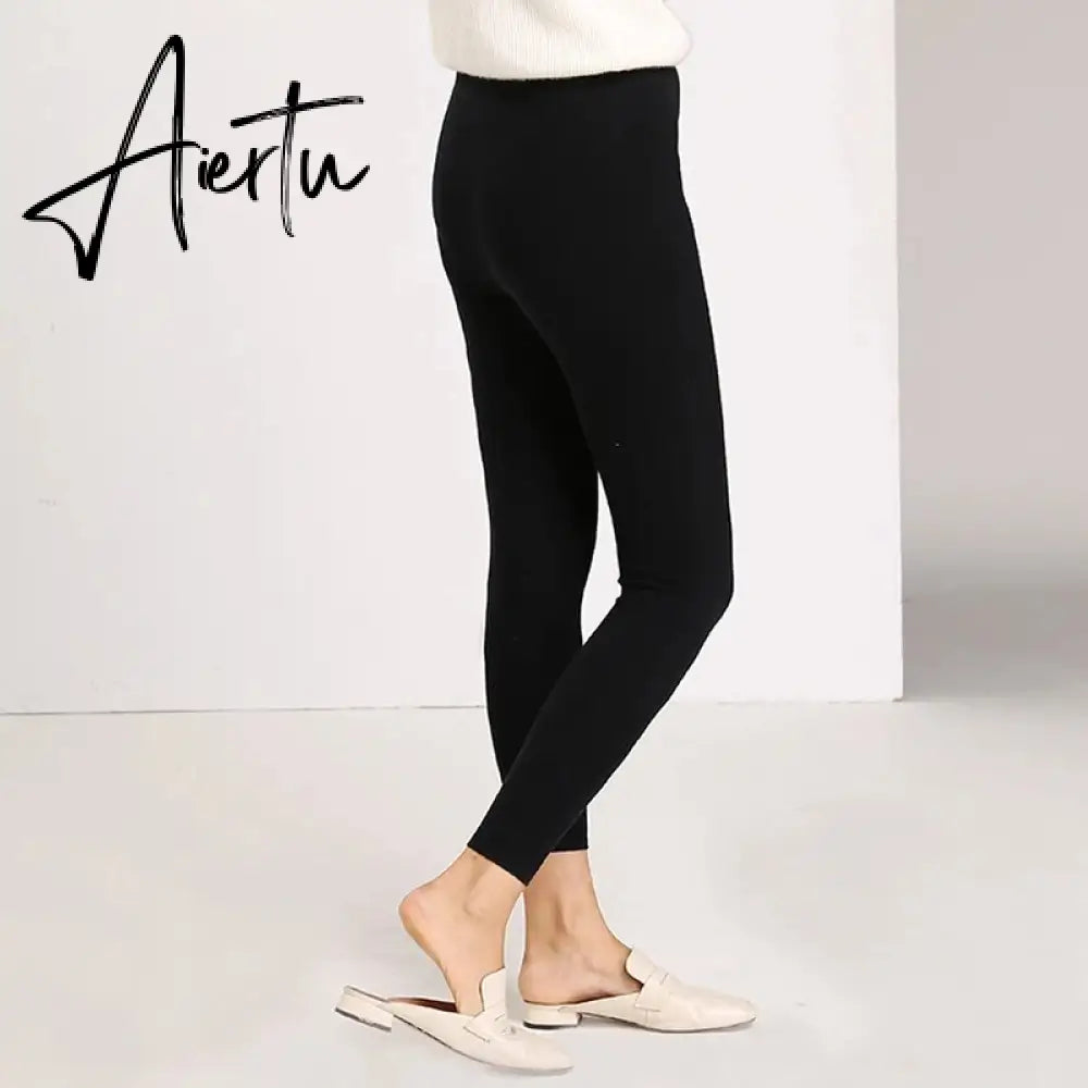 Aiertu Autumn Winter Women Leggings Solid Casual Slim Pants Trousers High Waist Sportwear Ladies Ankle Length Leggings Aiertu
