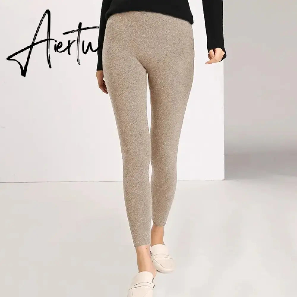 Aiertu Autumn Winter Women Leggings Solid Casual Slim Pants Trousers High Waist Sportwear Ladies Ankle Length Leggings Aiertu