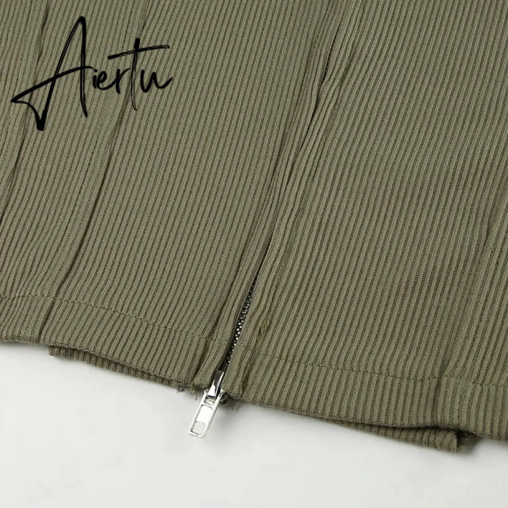Aiertu  Casual Streetwear Hooded Split Jackets Basic Solid Slim Zipper Long Sleeve Coats Women  Autumn Winter Fashion Lady Aiertu