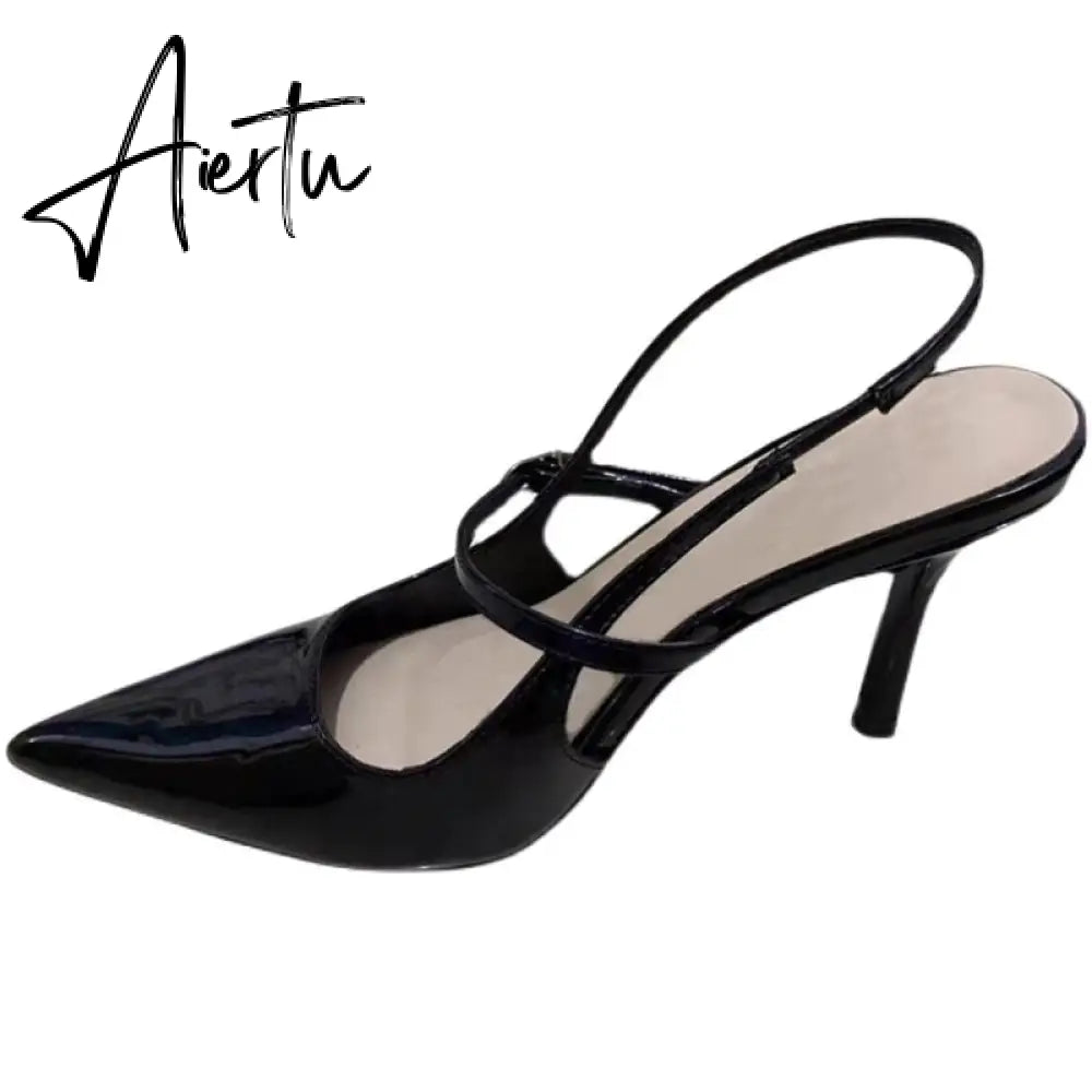 Aiertu Closed Toe Sandals Comfort Shoes for Women Suit Female Beige High Heels Sexy Retro Stiletto Fashion Black Open High-heeled Aiertu