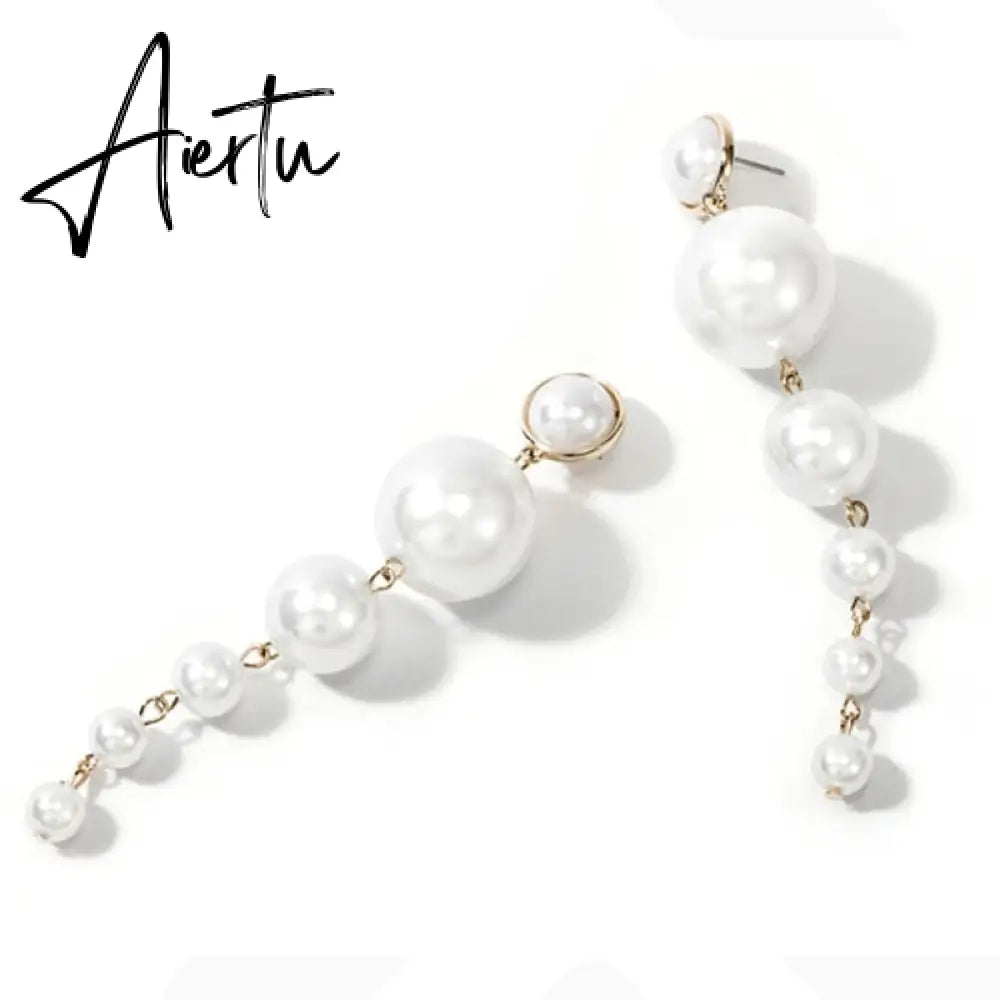 Aiertu  Elegant Eearrings For Women Big Pearl Long  Earrings Fashion Jewelry Tide Aiertu