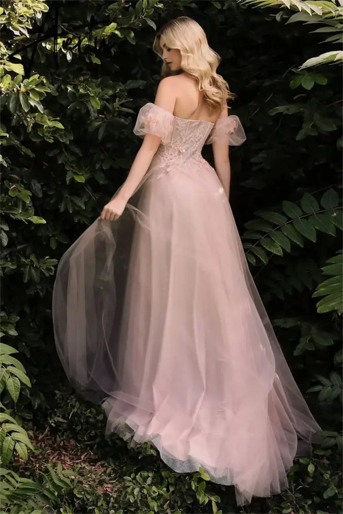 Aiertu  Elegant Heart Shaped Neck Tulle Prom Dress 2024 Sweet Puffy Sleeves  Sexy Side High Split robes Aiertu