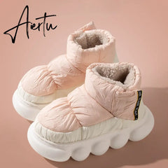 Aiertu High Heels 5cm Women's Ankle Boots Winter Platform Soft Female Cotton Shoes Outdoor Waterproof Non-slip Woman Snow Boot Aiertu