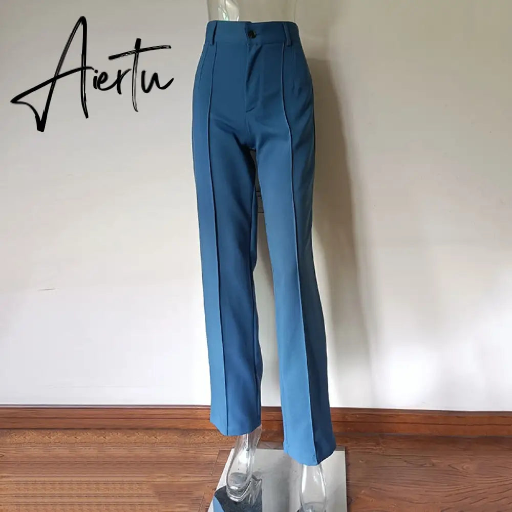 Aiertu High Waisted Casual White Trousers Women Brown Stright Pants Office Lady Korean Style Women Pantalones De Mujer Aiertu