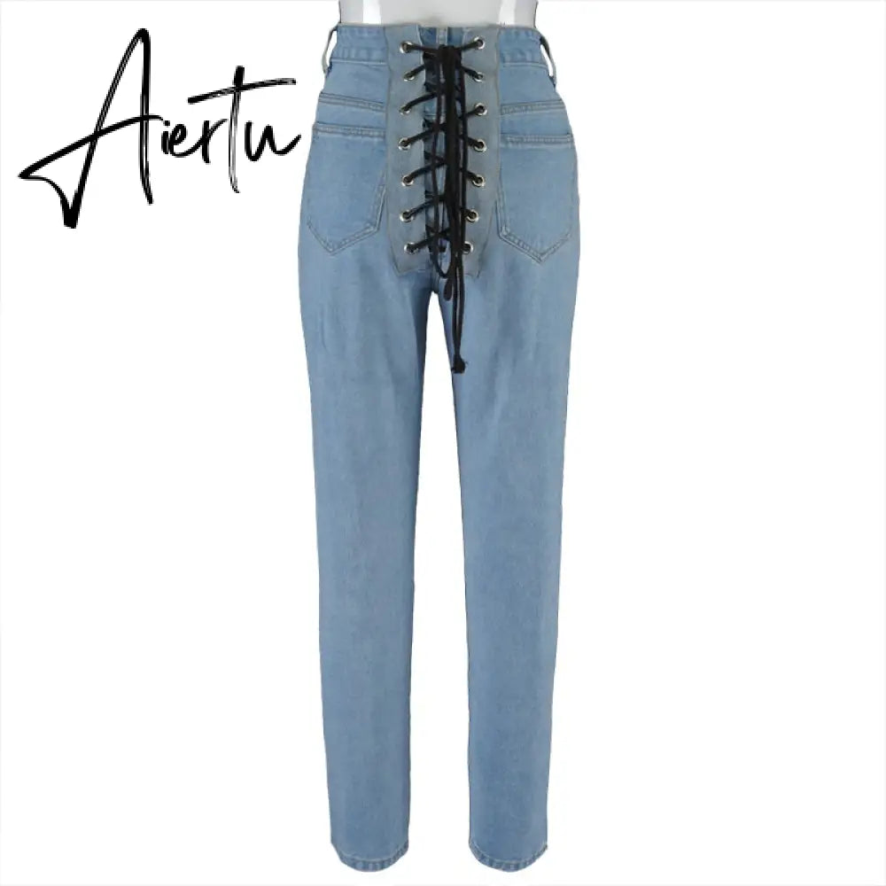 Aiertu High Waits Bandage Sexy Jeans Autumn Winter Women Fashion Streetwear Outfits Trousers Aiertu