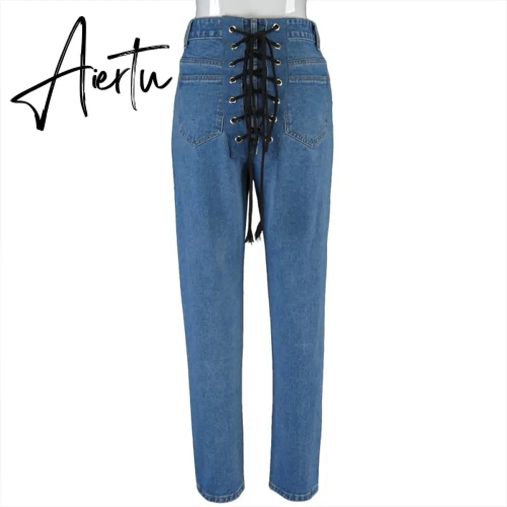 Aiertu High Waits Bandage Sexy Jeans Autumn Winter Women Fashion Streetwear Outfits Trousers Aiertu