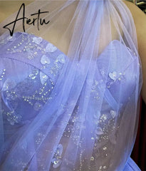 Aiertu  Lavender Purple Prom Dresses Glitter Beaded Bride Wedding Dress A-shaped Evening Dresses Party Dress Aiertu