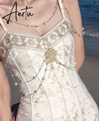 Aiertu Luxury Pearl Beaded Embroidery Party Long Maxi Mermaid Dress Women Summer Spaghetti Strap Bodycon Dress Vestido Aiertu