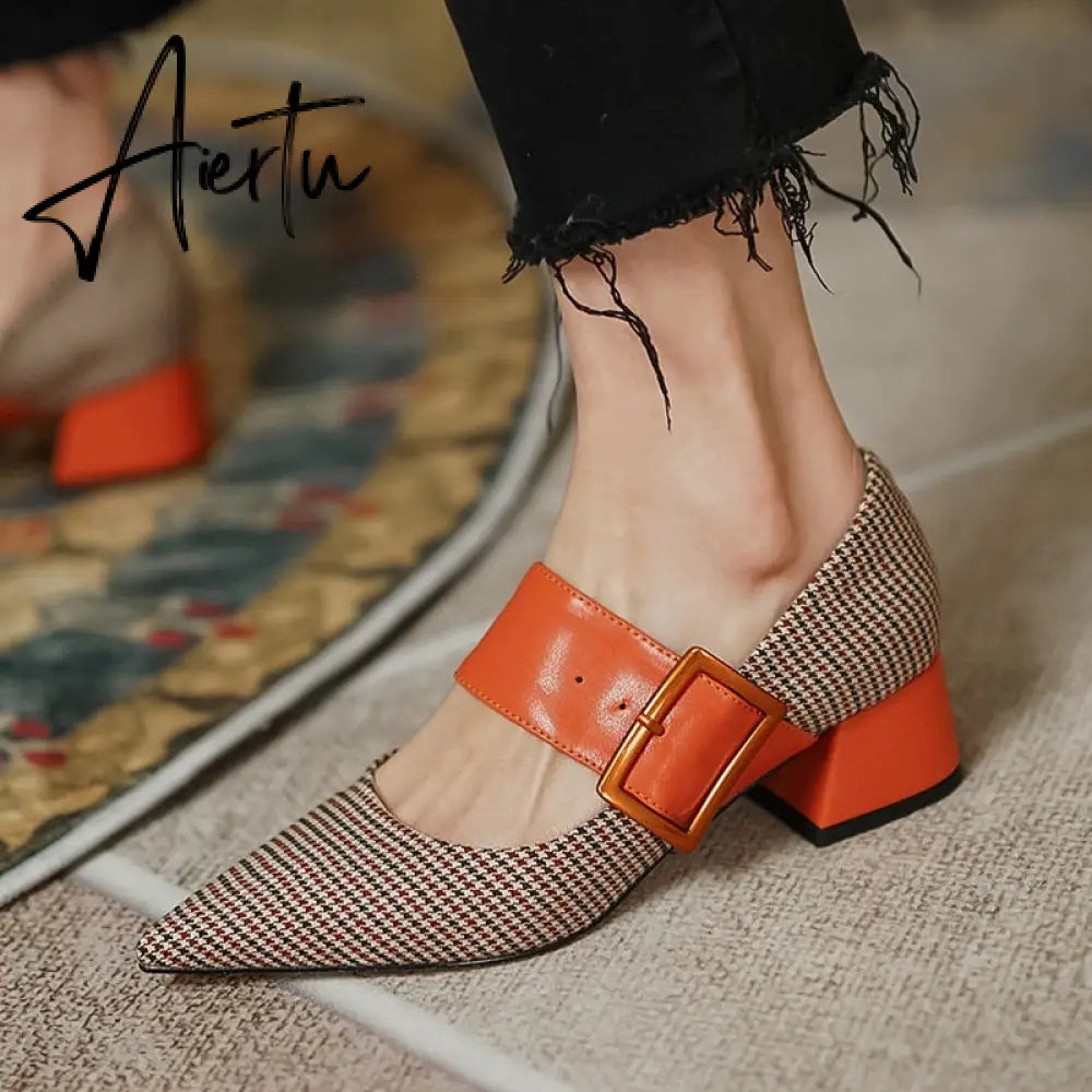 Aiertu  Mary Jane Shoes Woman Fashion Spring Brand Design Women Pumps High Heels Femme Pointed Toe Party Ladies Shoes Heels Women Aiertu