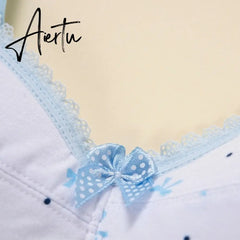Aiertu  New Cotton Girl Underwear Top Push Up Bra Small Chest Decompression Comfortable Convenient Without Steel Ring Bra Teenage Girls Aiertu