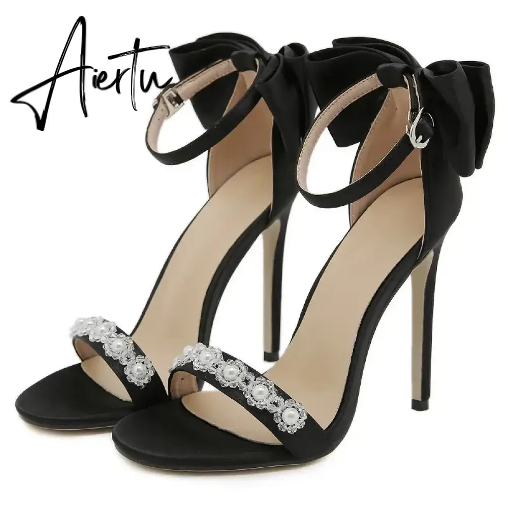 Aiertu  New Fashion Sexy String Bead Thin High Heels Women Sandals Buckle Strap Stripper Wedding Party Ladies Shoes Aiertu