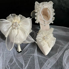 Aiertu  New French Girl Fairy Bow Sweet Wedding Shoes Lolita Shoes Y2k Women Shoes Luxury Brand High Quality Slingback Shoes Women Aiertu