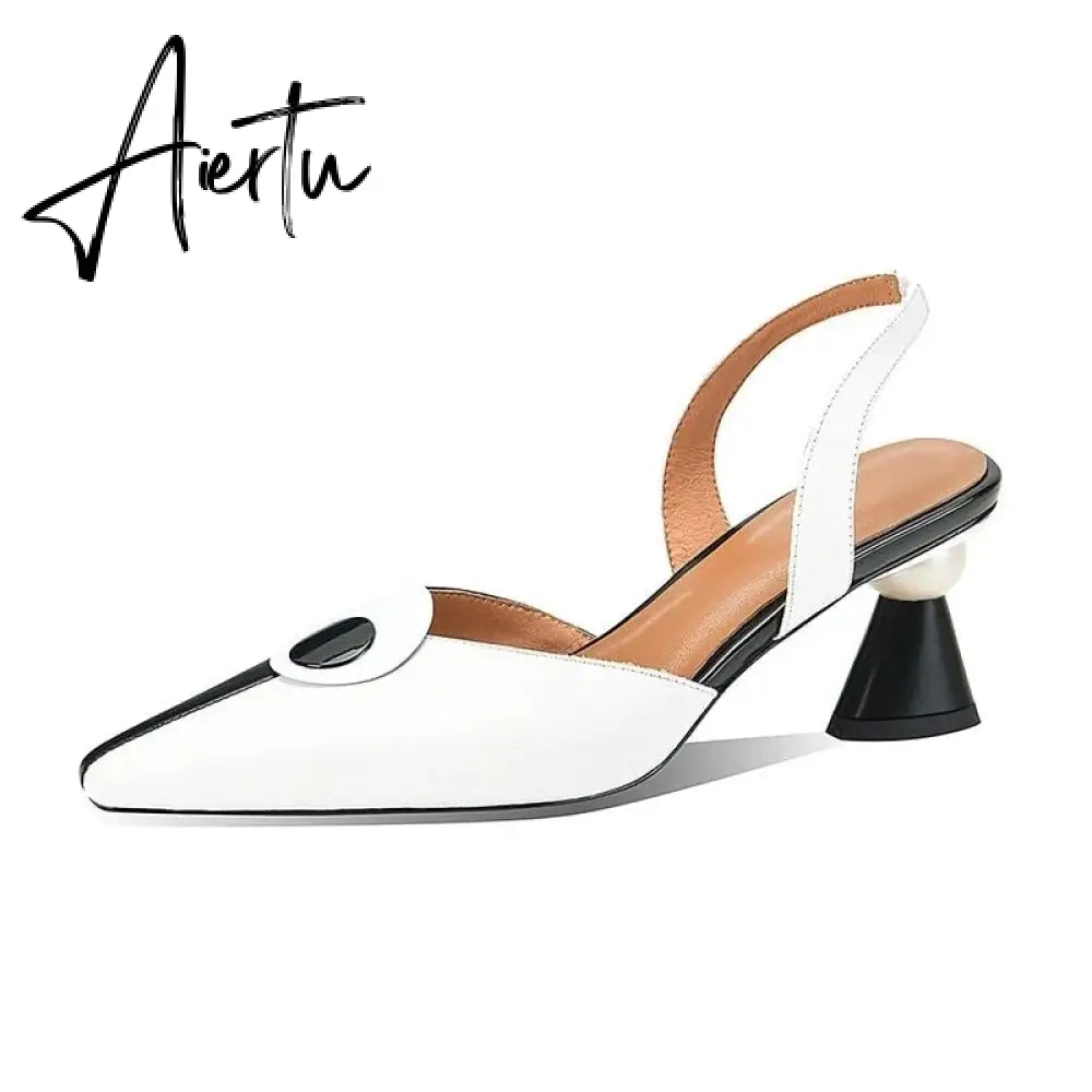Aiertu New Pointed Women Sandals Spring Summer Mid Heel Hollow Shoes Fashion Women's Shoes Obuv Zapatos Mujer Size 41 Aiertu