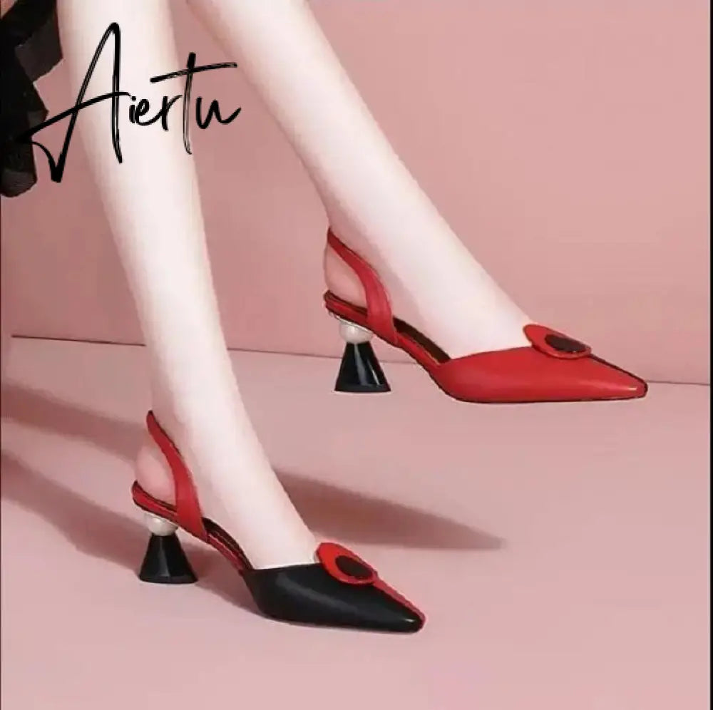 Aiertu New Pointed Women Sandals Spring Summer Mid Heel Hollow Shoes Fashion Women's Shoes Obuv Zapatos Mujer Size 41 Aiertu