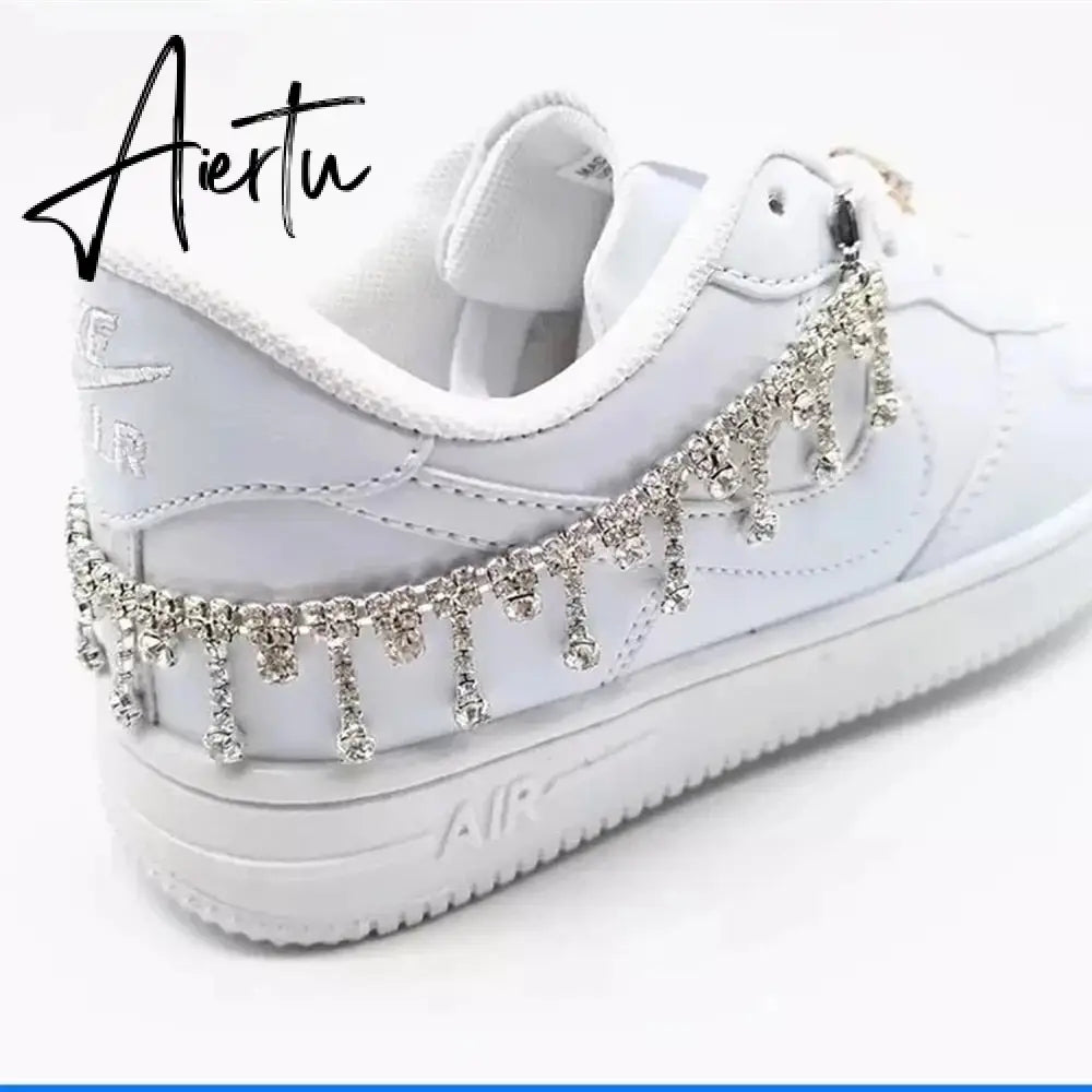 Aiertu Novelly Crystal Rhinestone Fringe Tassel Shoe Jewelry Chain Accessories Anklet Chains for Women Men Sneaker Decorations Aiertu