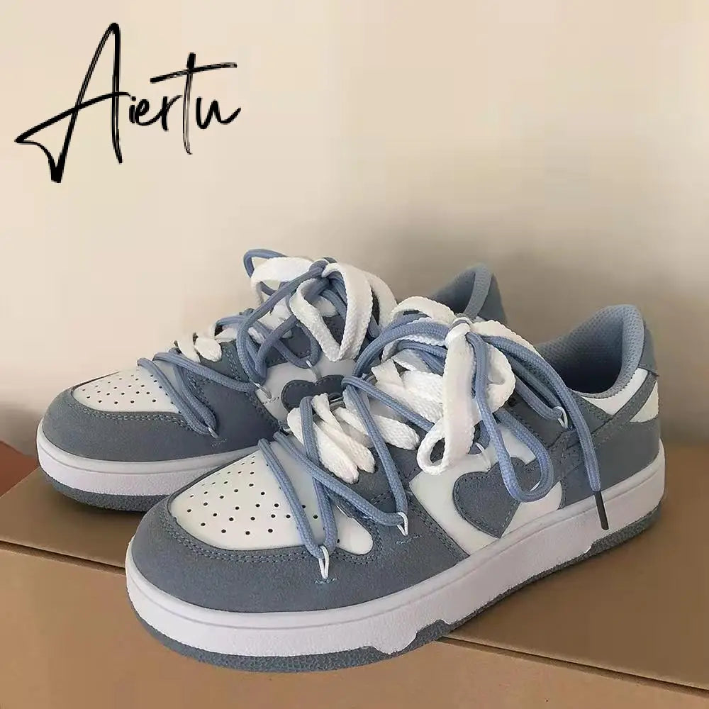 Aiertu  Original Women Blue Love Designer Classic Breathable Canvas Casual Sneakers Female Outdoor Walk Tennis Little White Shoes Aiertu