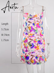 Aiertu Pink Shine Sequin Backless Slip Mini Dress White Sexy Chain Straps Short Tulle Cocktail Summer Party Night Dresses Lush Prom New Aiertu