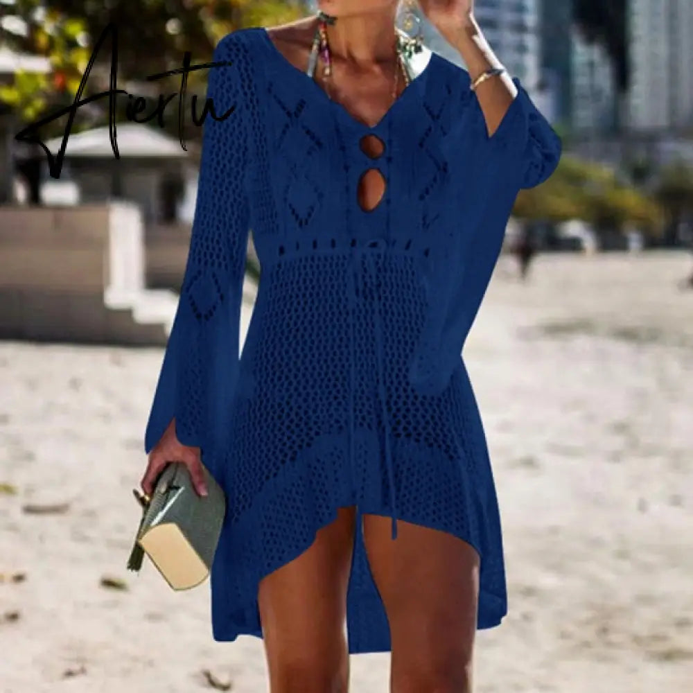 Aiertu Sexy Cover Up Bikini Women Swimsuit Cover-up Beach Bathing Suit Beach Wear Knitting Swimwear Mesh Beach Dress Tunic Robe Aiertu