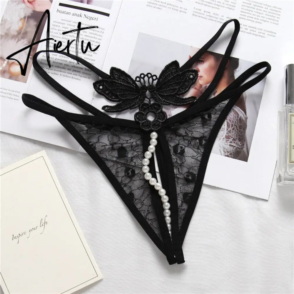 Aiertu Sexy G-Strings Slimming Panties Chain Yellow Thong Butterfly Embroidery Ladies Underwear Hollow Out Woman  Lingerers Aiertu