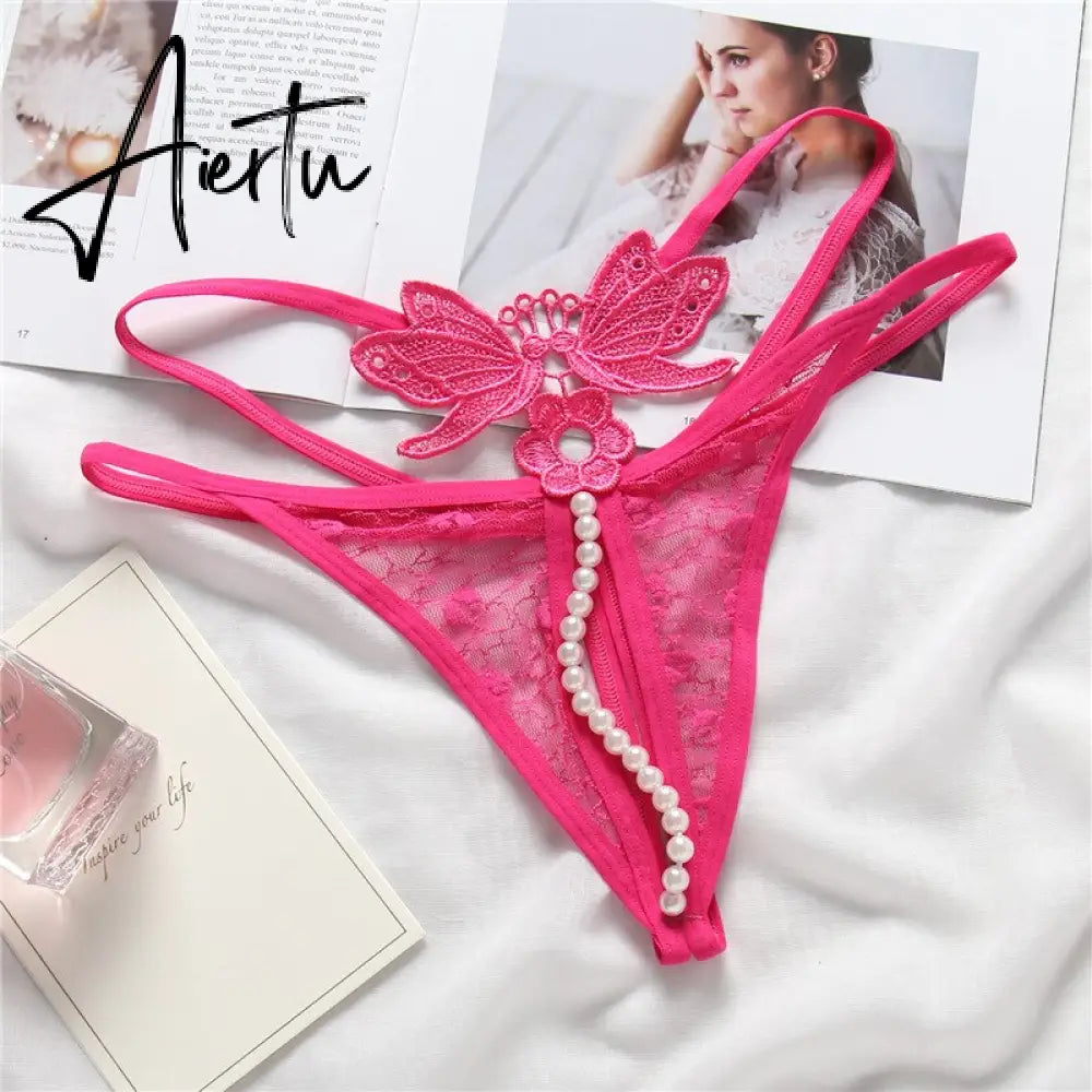 Aiertu Sexy G-Strings Slimming Panties Chain Yellow Thong Butterfly Embroidery Ladies Underwear Hollow Out Woman  Lingerers Aiertu