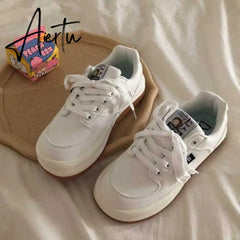 Aiertu Sneakers Women's Sports Shoes Kawaii Lolita Platform Boots Fashion Trend New Round Head Vulcanize Casual Flats Aiertu