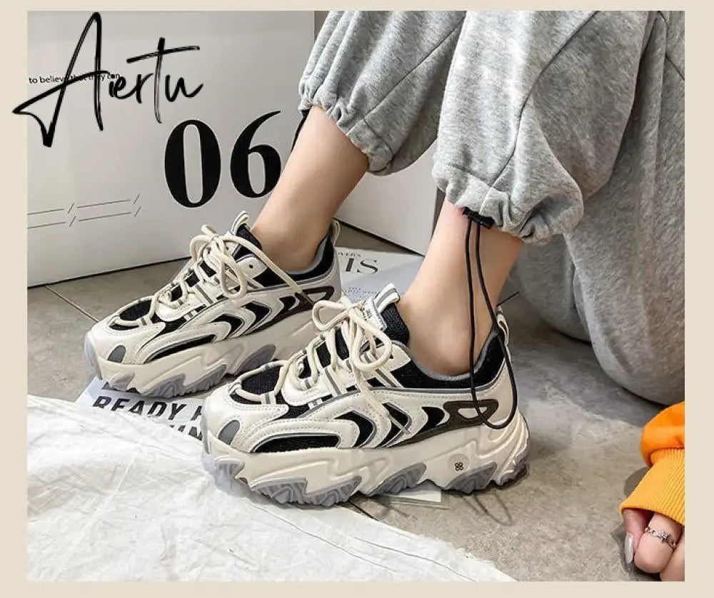 Aiertu  Spring New Reflect Vulcanize Shoes Light Platform Daddy Shoes Woman Harajuku Joker Wind Sneakers for Female Casual Shoes Aiertu