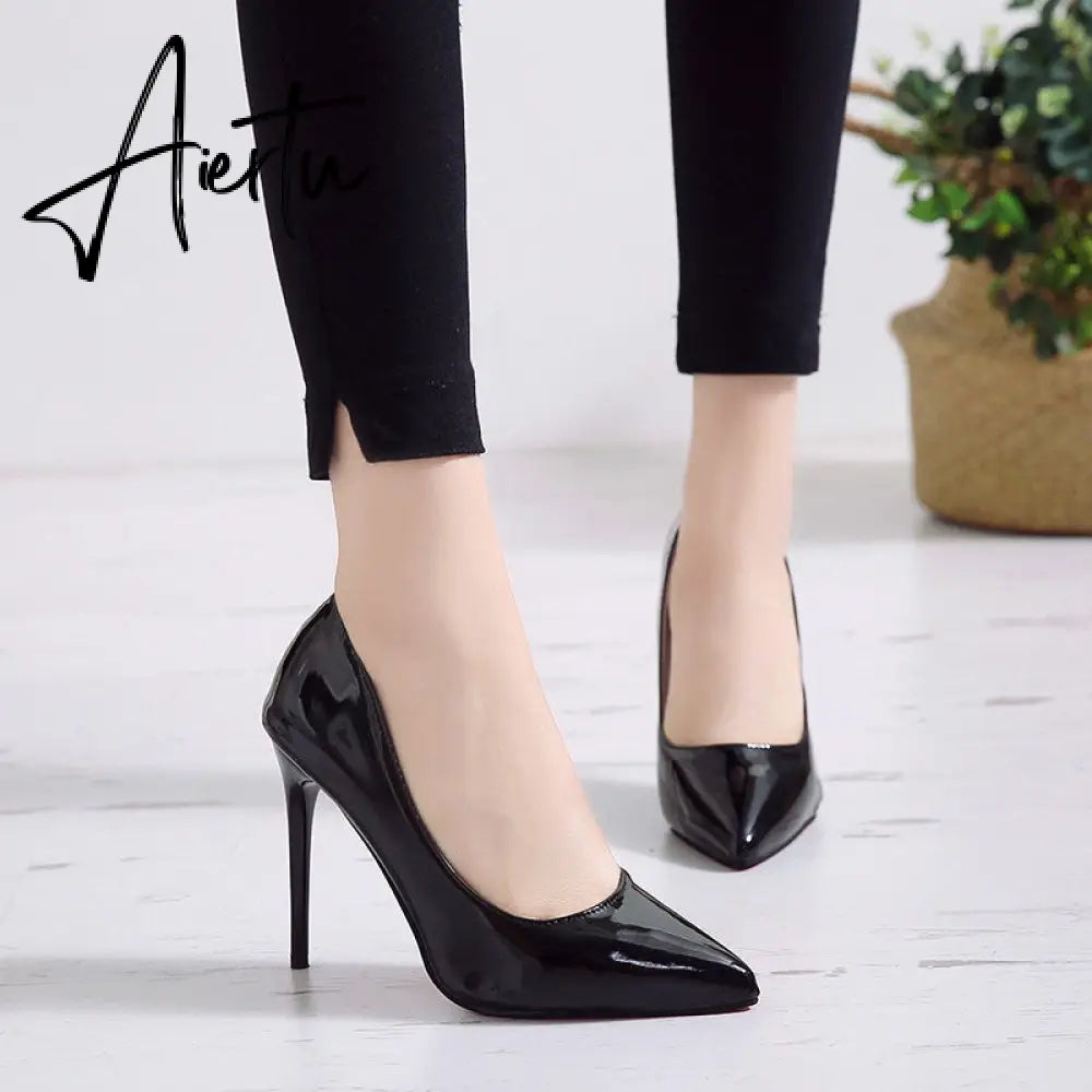 Aiertu   Thin heels pointed toe spring and autumn Pumps new nude color pointed women's shoes are sexy and high heels Aiertu