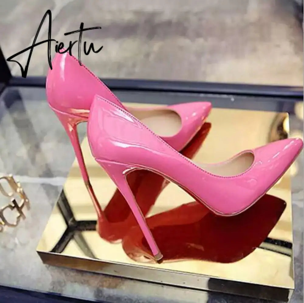 Aiertu   Thin heels pointed toe spring and autumn Pumps new nude color pointed women's shoes are sexy and high heels Aiertu