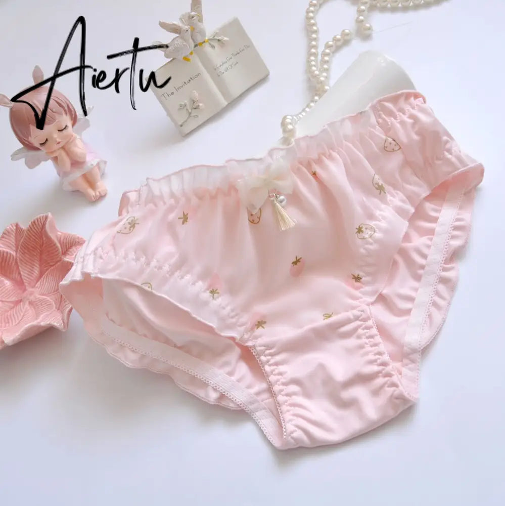 Aiertu Two-color water-soluble lingerie embroidery film cup bralette no steel ring fresh and girly cute gather underwear bra set Aiertu