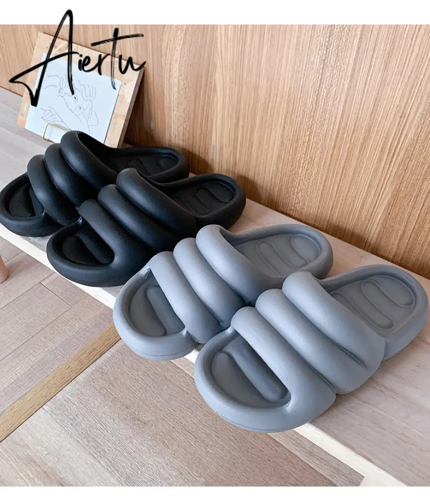 Aiertu Women Indoor Bathroom Slippers Platform Sole Summer Shoes Couples Beach Slides High Elastic Ladies Home Shower Slipper Aiertu