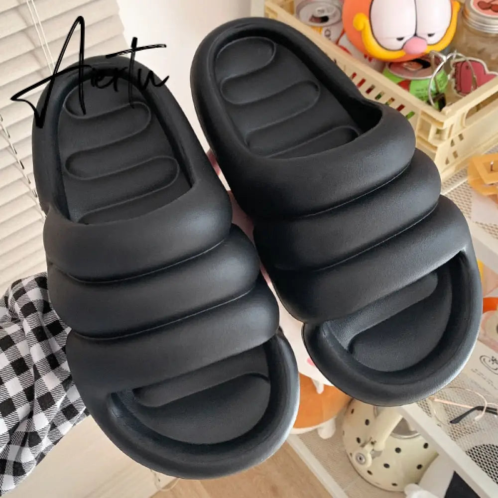 Aiertu Women Indoor Bathroom Slippers Platform Sole Summer Shoes Couples Beach Slides High Elastic Ladies Home Shower Slipper Aiertu