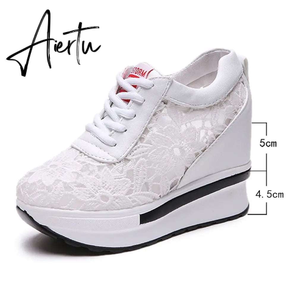 Aiertu  women shoes white platform wedge sneakers high heel sneakers shoes women casual mesh Breathable shoes zapatillas mujer Aiertu