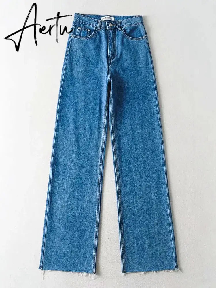 Casual Fashion Straight Leg Women's Jeans Denim Bottom Harajuku Boyfriend Long High Waist Baggy Jeans Fall Pants Aiertu