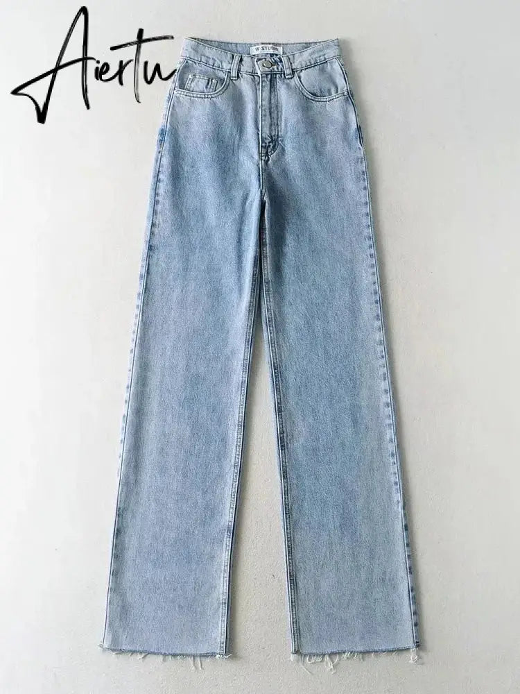 Casual Fashion Straight Leg Women's Jeans Denim Bottom Harajuku Boyfriend Long High Waist Baggy Jeans Fall Pants Aiertu