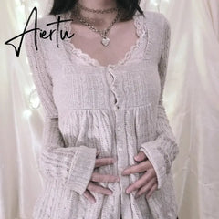 Coquette Grunge Y2K 00s Vintage Sweater Single Breasted Long Sleeve Cardigan 00s Aesthetic Kawaii Knitwear T-shirt Women Clothes Aiertu